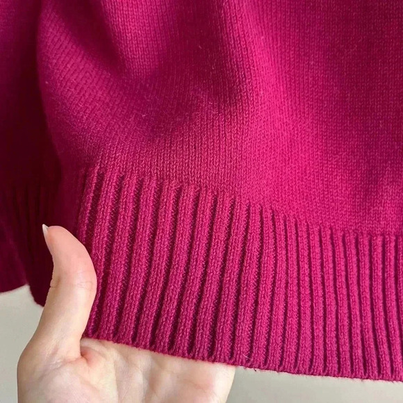 Jeanne Pierre Cowl Neck Solid Knit Sweater, Berry/Purple, Size Large - Picture 6 of 16